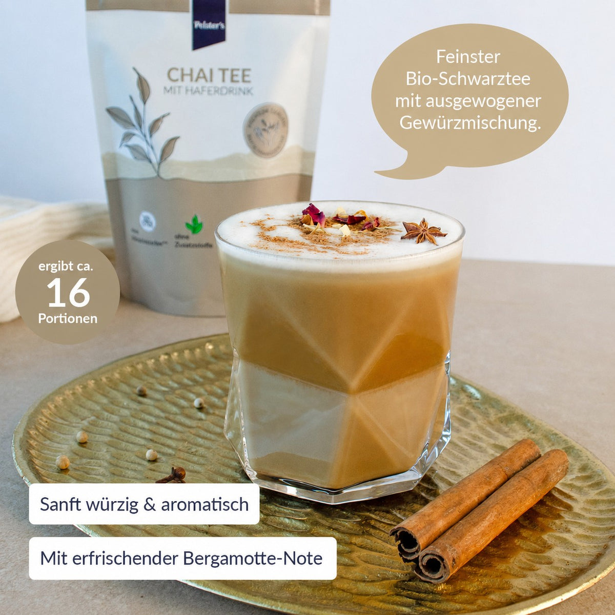 Zubereiteter Chai Tee mit Haferdrink