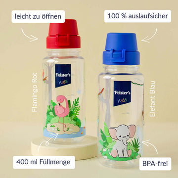Trinkflasche in zwei verschiedenen Farben mit USPs 