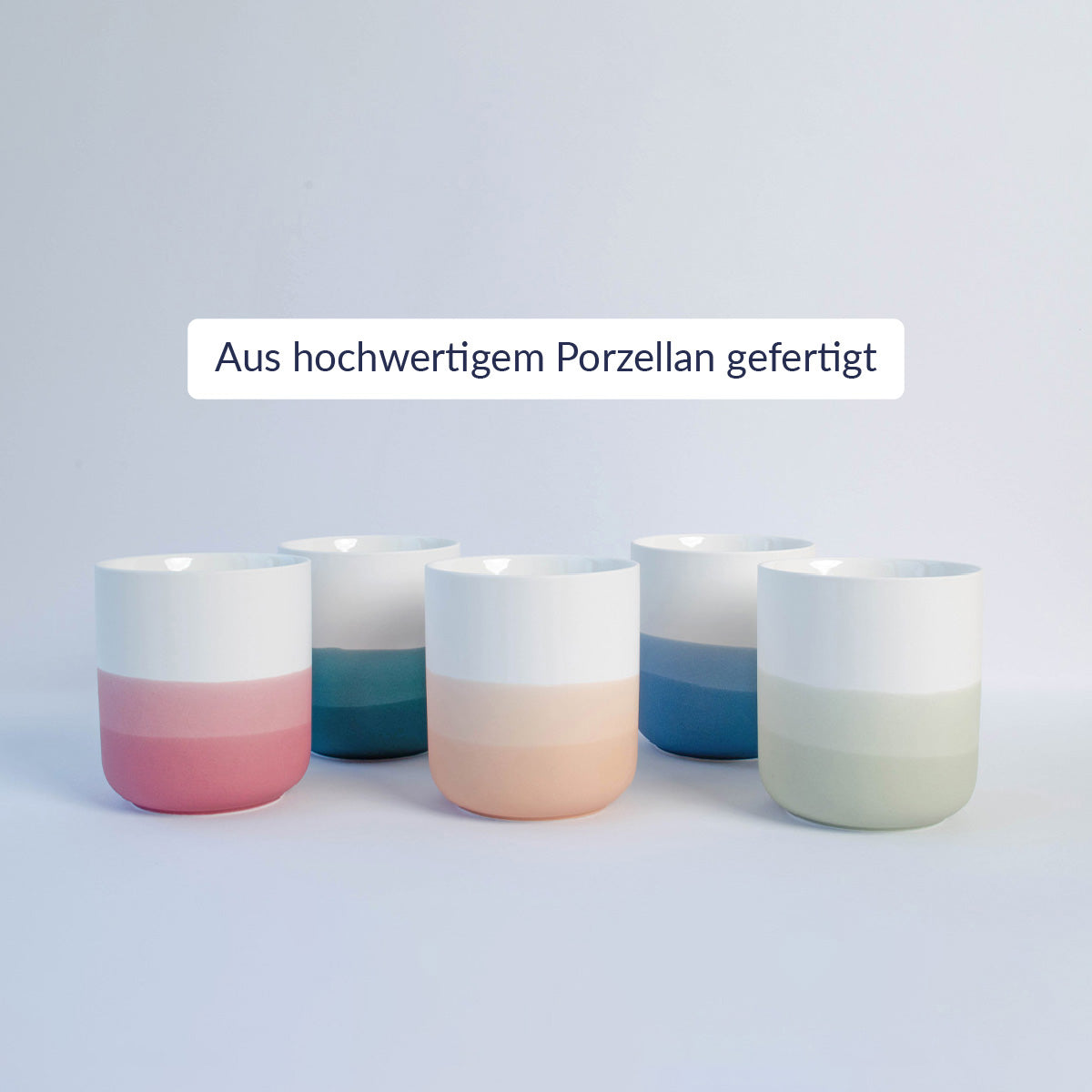 Becher in allen Farben aus hochwertigem Porzellan 