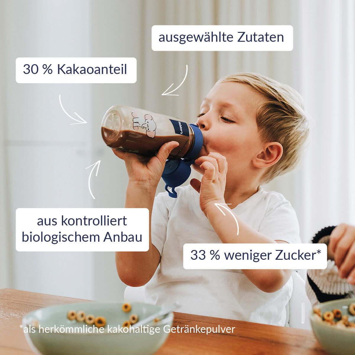 Kind trinkt Kakao und USPs 