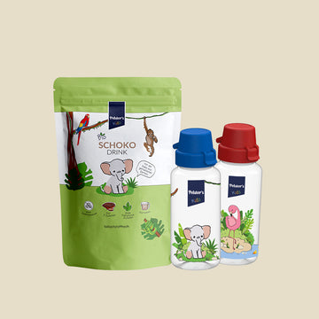 Bio Schokodrink mit Flaschen für Kinder im Dschungel Style 
