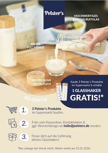 Pelsters Aktion Glasshaker beim kauf von drei Produkten 
