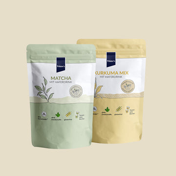 Tee Latte Set mit Kurkuma Mix und Matcha mit Haferdrink